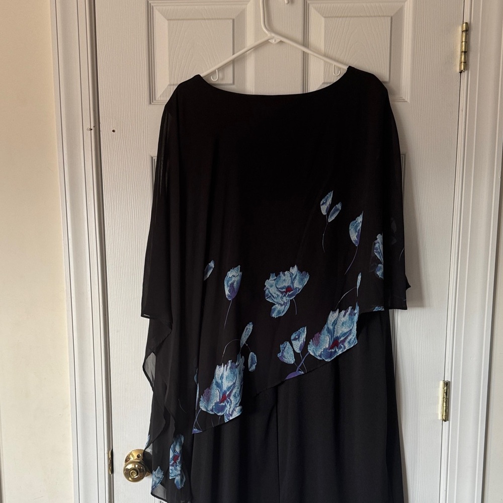 Hanna Nikole Classy Black w/blue flowers Evening Dress size 22W - Picture 9 of 9